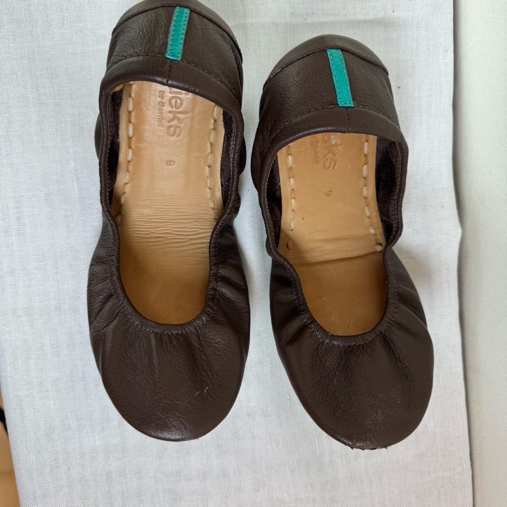 Tieks Brown Leather ballet flats office corporate events, comfy girly 0046 - Picture 3 of 17